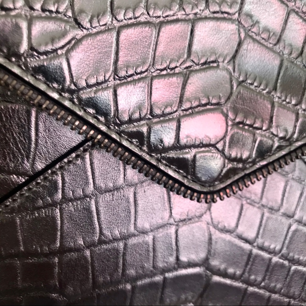 REBECCA MINKOFF Croc Embossed Leather Envelope - Picture 6 of 7